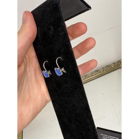 Stunning Vintage Sterling Silver Blue Cats Eye Earrings - Picture 5 of 10